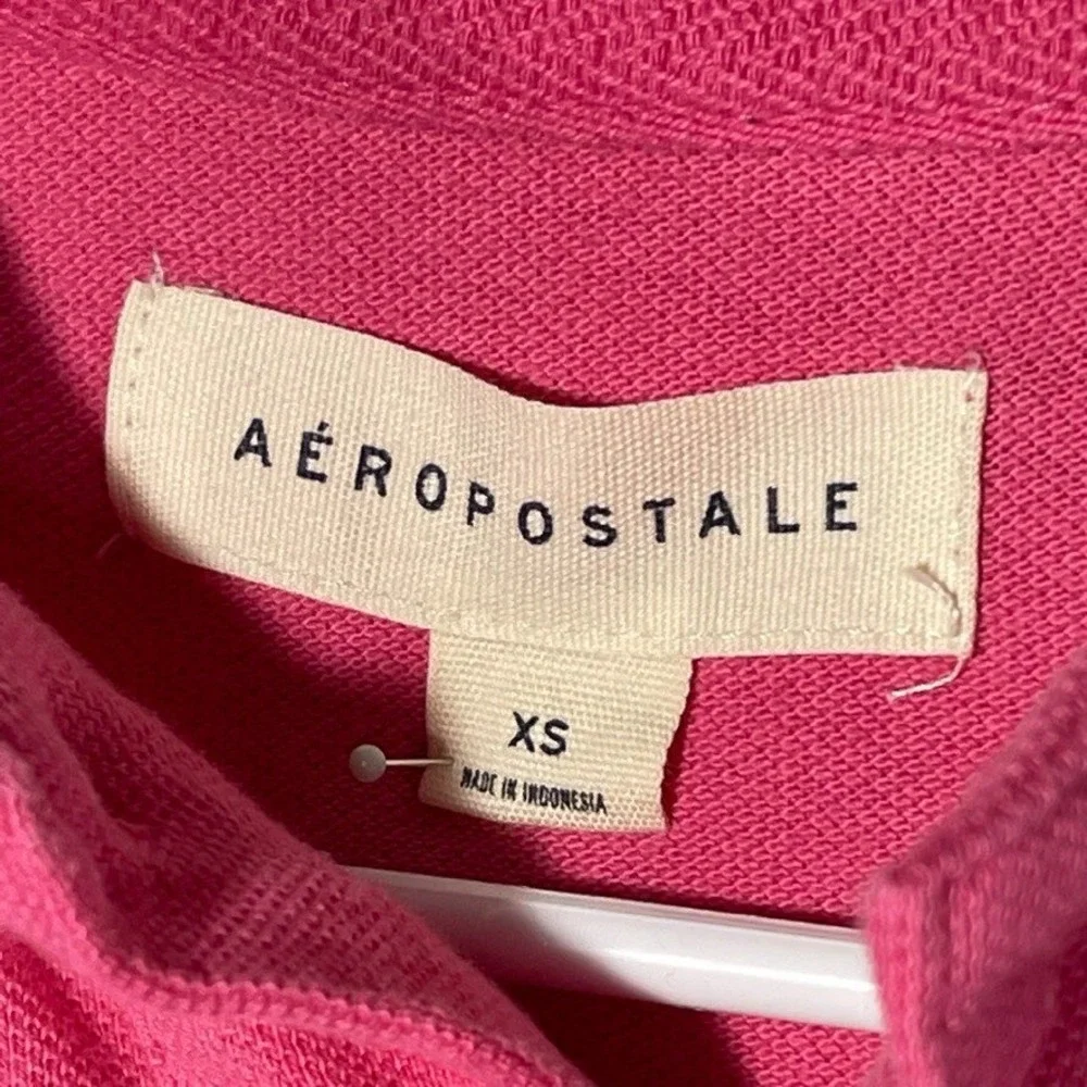 Aeropostale Polo Womens XS Pink Short Sleeve Logo Pique Casual Preppy Top 000684
